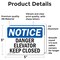 Signmission Danger Elevator Keep Closed, 5 in W x Rectangle, Vinyl Decal OS-2PACK-NS-D-35-L-10900 - alternate 4